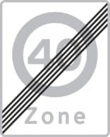 E69, hastighedsbegrænsnings zone ophører skilt