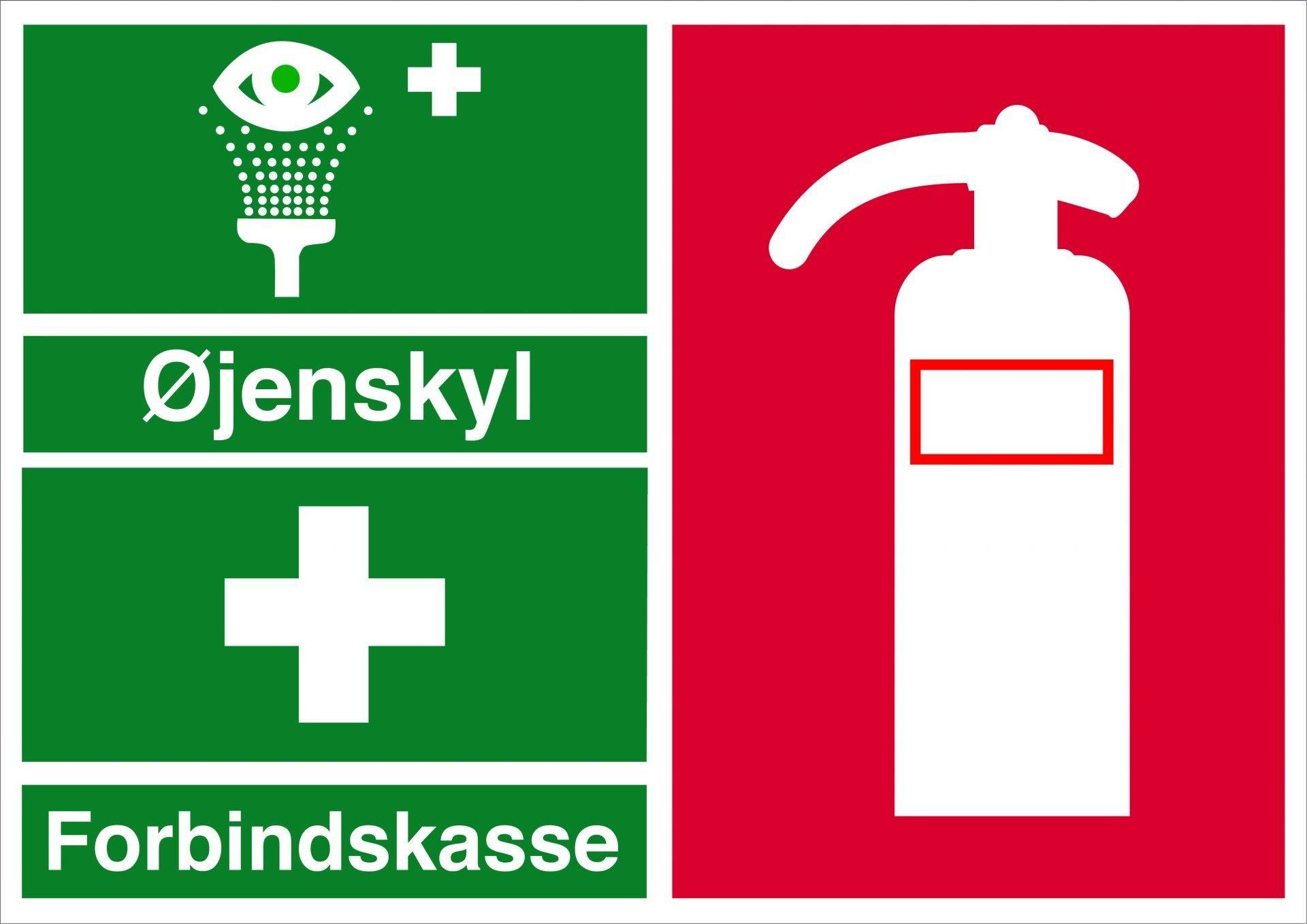 Redningsskilt - Øjenskyl Forbindskasse Brandslukker