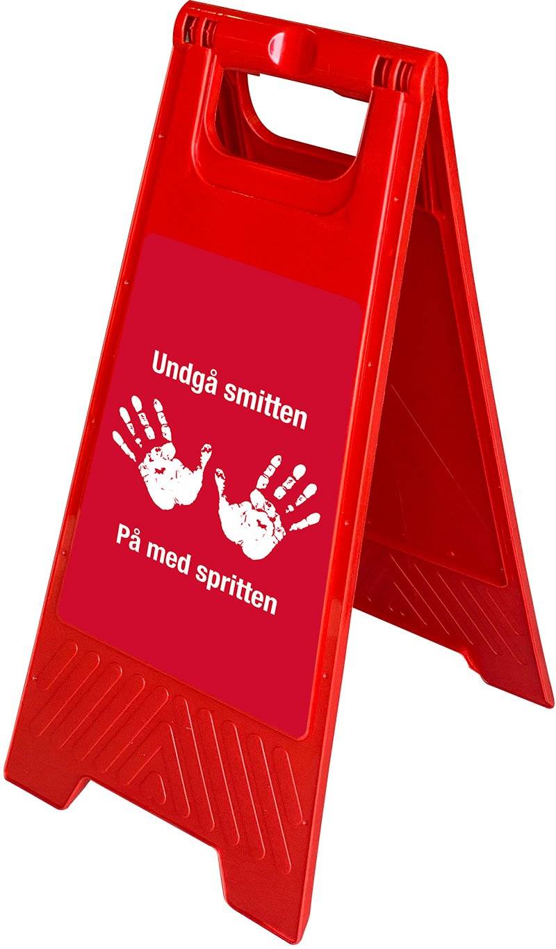 A-skilt. Undgå smitten på med spritten