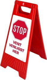 Gulvskilt - STOP Vent venligst her