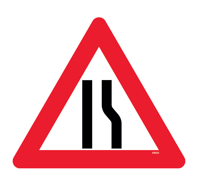 Advarselsskilt - Indsnævring i højre side