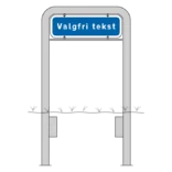 Komplet skiltesæt - Blåt skilt m. galge 50x16 cm