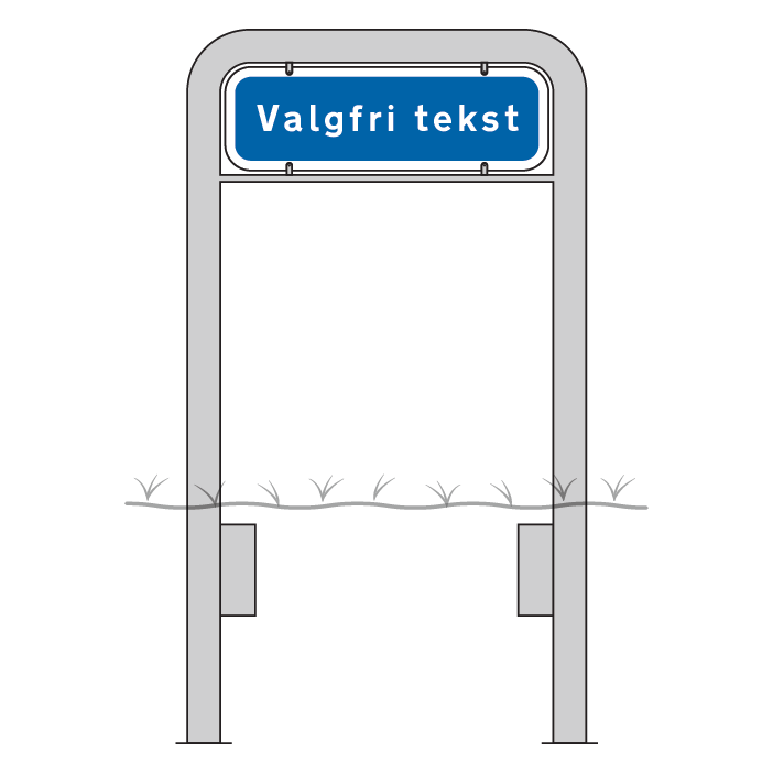 Komplet skiltesæt - Blåt skilt m. galge 50x16 cm