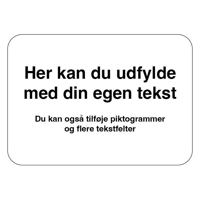 Hvidt skilt, liggende - A format