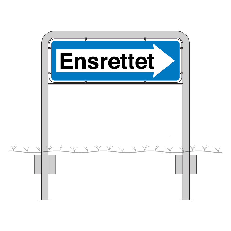 Komplet skiltesæt - Ensretning skilt m. galge (højre) 100x33 cm