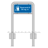 Komplet skiltesæt - Elbil reserveret skilt m. galge (blå) 50x25 cm