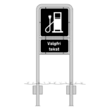 Komplet skiltesæt - El ladestation skilte m. galge (sort) 50x50 og 50x25 cm