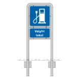 Komplet skiltesæt - El ladestation skilte m. galge (blå) 50x50 og 50x25 cm