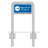 Komplet skiltesæt - El lader reserveret skilt m. galge (blå) 50x25 cm