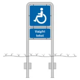 Komplet skiltesæt - Handicapparkerings skilte m. galge (blå) 50x50 og 50x25 cm