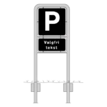 Komplet skiltesæt - Parkerings skilte m. galge (sort) 50x50 cm og 50x25 cm