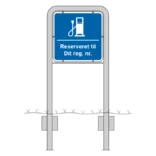 Komplet skiltesæt - El ladestation reg. nr. skilte m. galge (blå) 50x50 cm