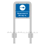 Komplet skiltesæt - El ladestik reg. nr. skilte m. galge (blå) 50x50 cm