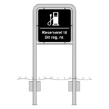 Komplet skiltesæt - El ladestation reg. nr. skilte m. galge (sort) 50x50 cm