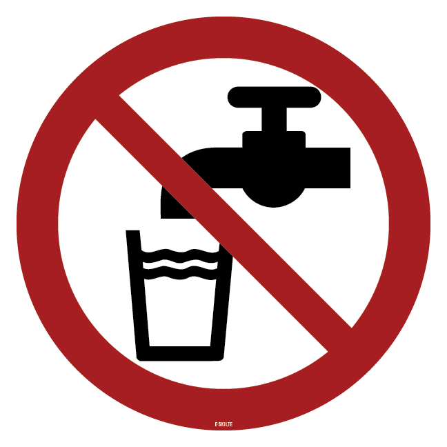 Drik ikke vandet. Forbudsskilt
