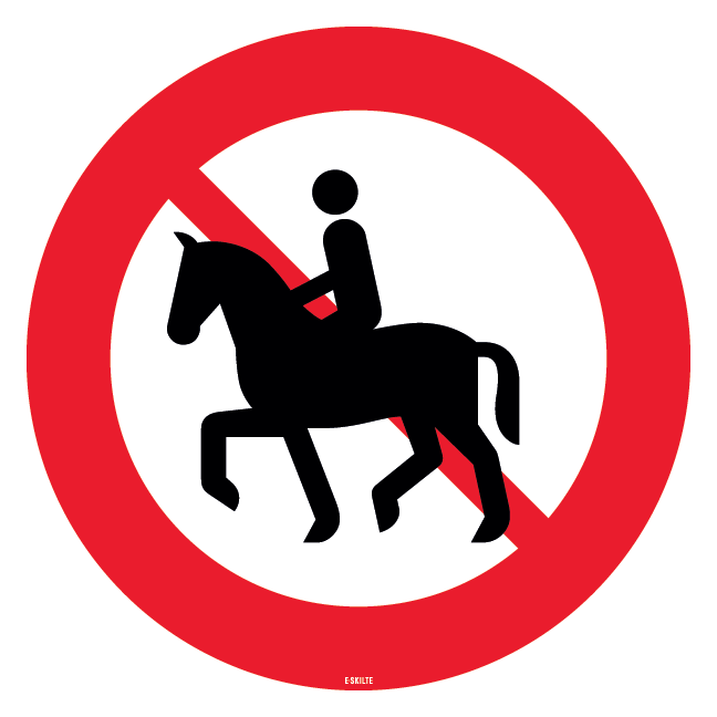 C26 Ridning og føring af hest forbudt. Forbudsskilt