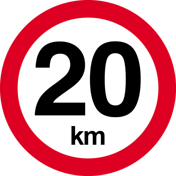 Hastighedsbegrænsning 20 km skilt