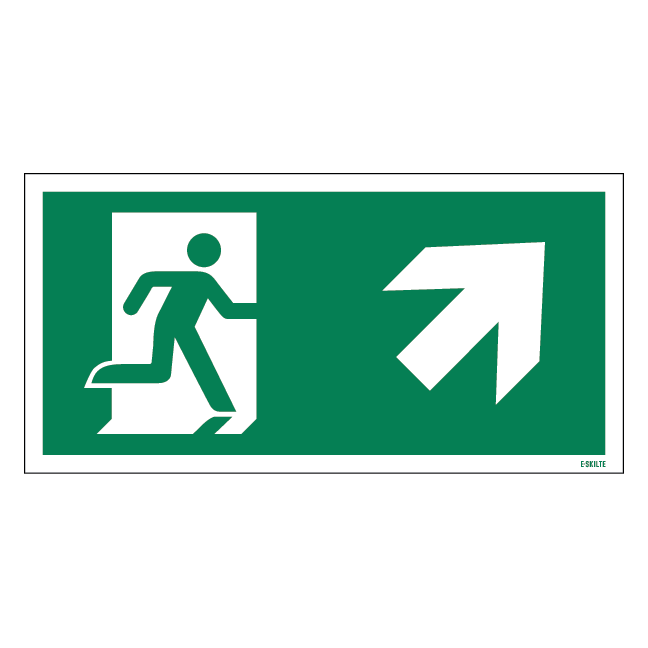 E002 Flugtvej til højre op skilt