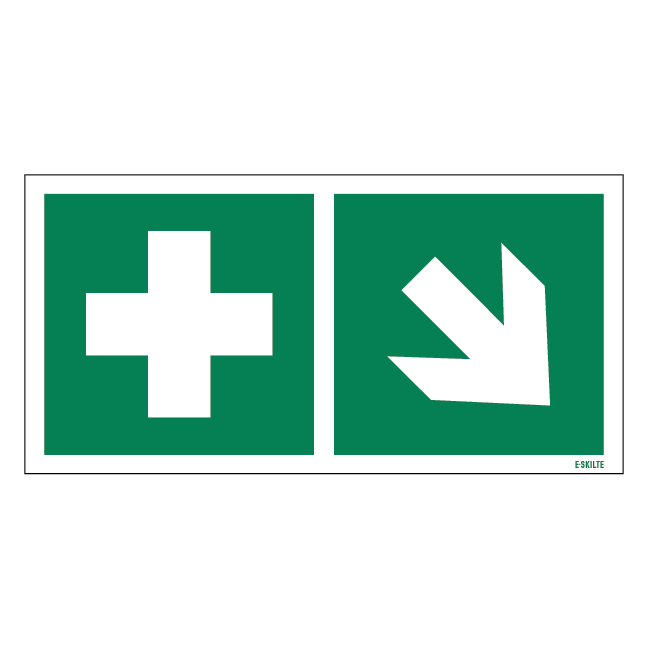 Førstehjælp til højre ned skilt