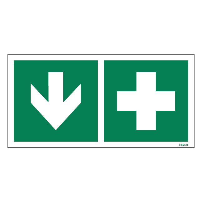 Førstehjælp ned skilt