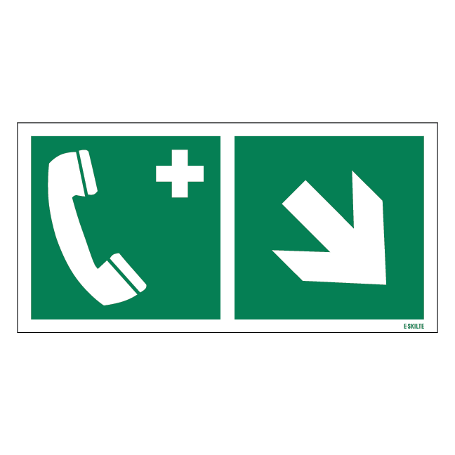 Nødtelefon til højre ned skilt