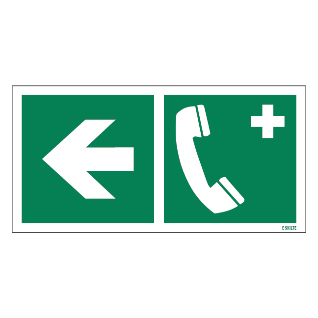 Nødtelefon til venstre skilt
