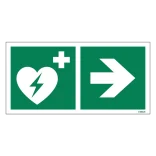 Hjertestarter til højre skilt