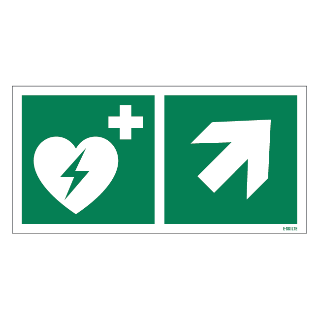 Hjertestarter til højre op skilt