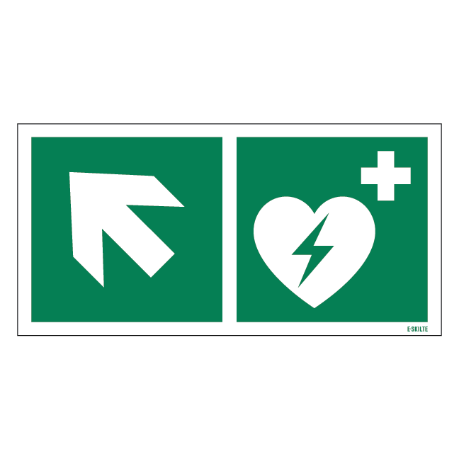 Hjertestarter til venstre op skilt