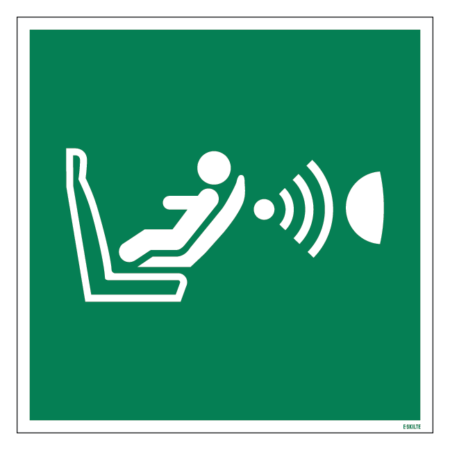 E014 Børnesæde og orienteringsdetekteringssytem skilt