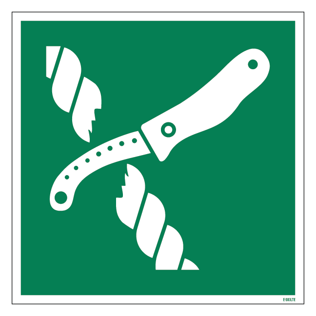 E035 Redningsflåde kniv skilt