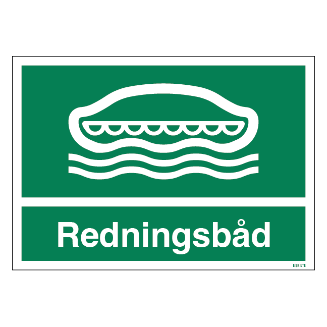 Redningsbåd flåde skilt