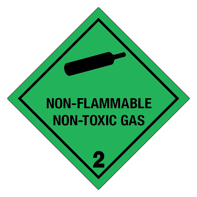Non-flammable and non-toxic gas, klasse 2 fareseddel