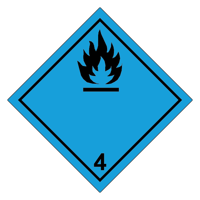 Fare ved kontakt med vand, klasse 4 fareseddel