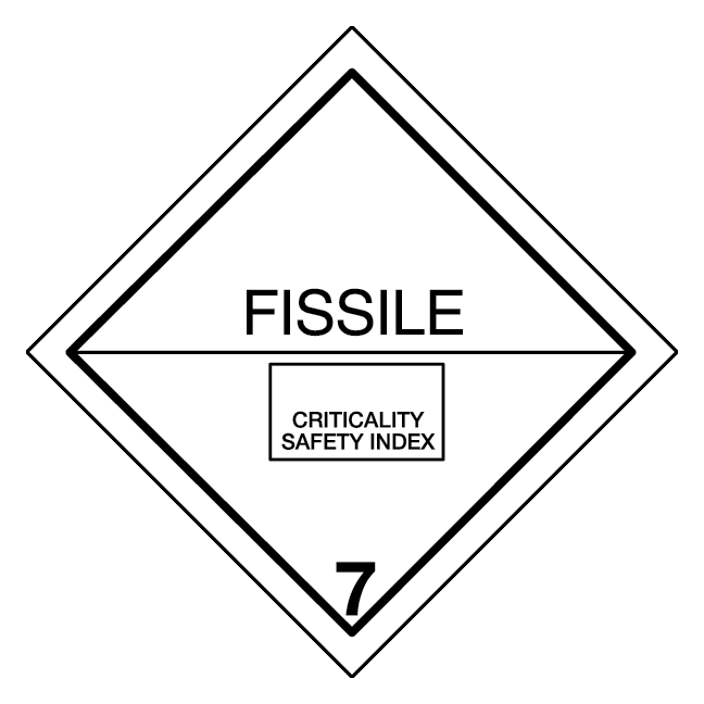 Fissile (spaltbare) materialer, klasse 7 fareseddel