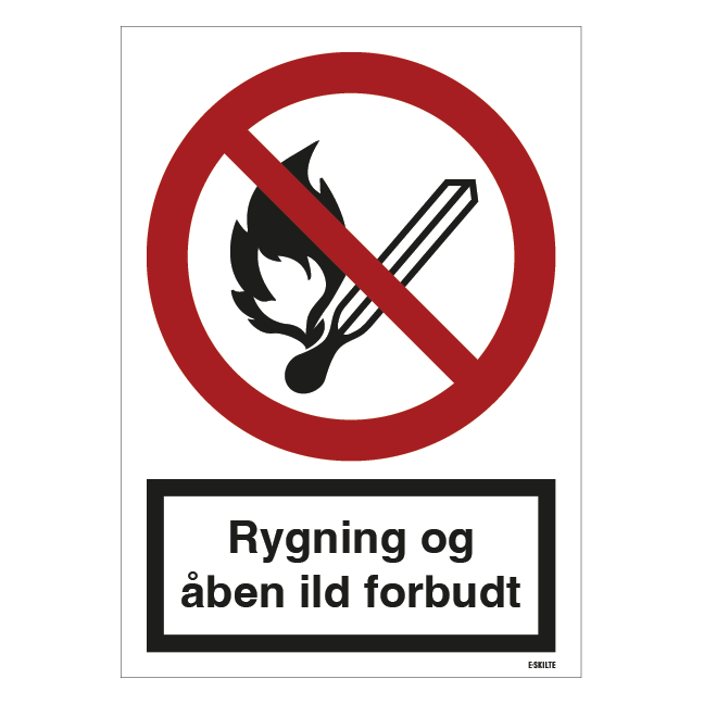 Rygning og åben ild forbudt ISO skilt