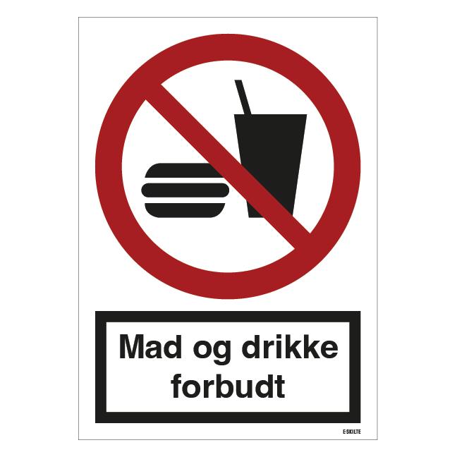 Mad og drikke forbudt ISO skilt