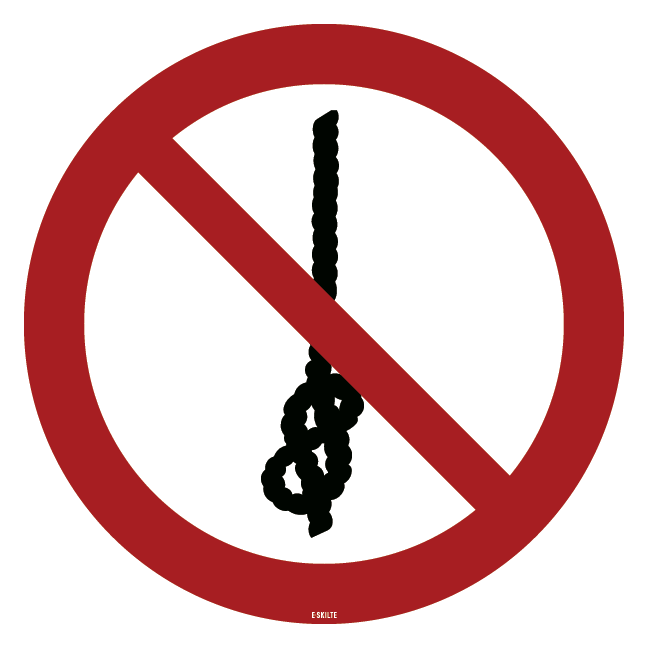 P030 Slå ikke knuder i rebet skilt