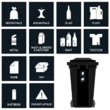 Dansk Affaldssortering klistermærker - Stor pakkeløsning (sort/hvid)