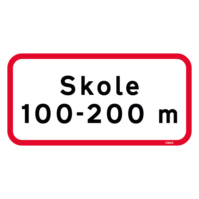 UA22,2 - Skole med afstand i meter skilt