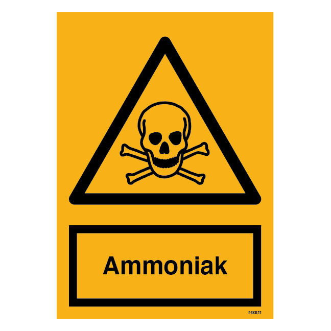 Ammoniak gult skilt trekant med dødningehoved