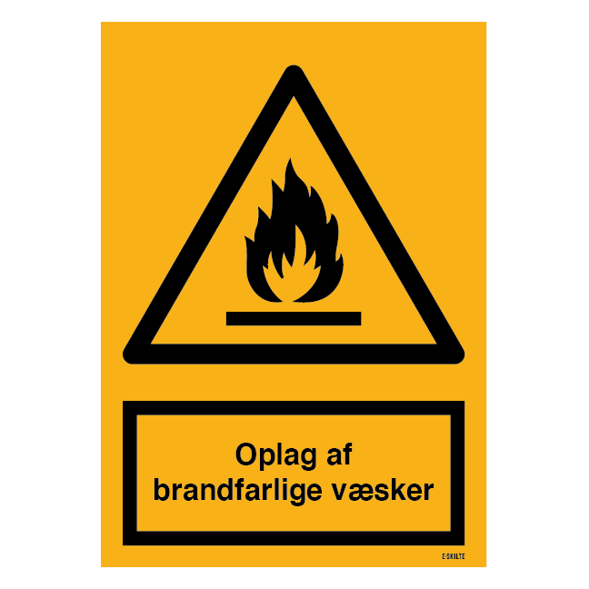 Advarselsskilt - Oplag af brandfarlige væsker