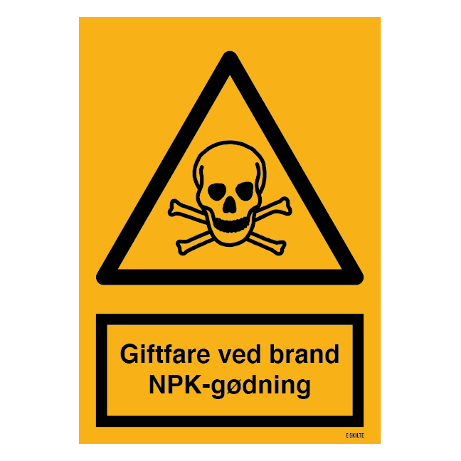 Advarselsskilt - Giftfare ved brand NPK-gødning