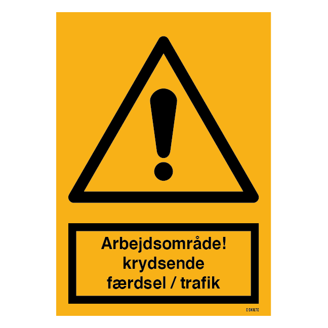 Advarsel arbejdsområde krydsende færdsel trafik skilt