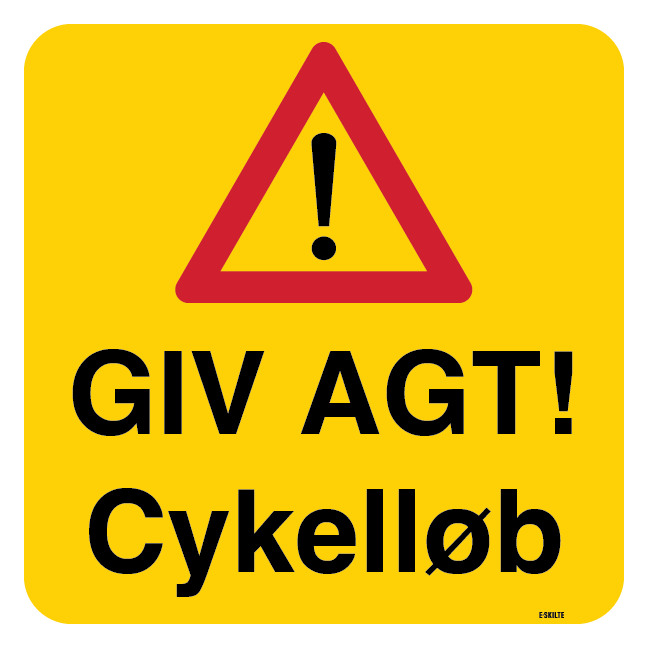 Giv agt! Cykelløb. Advarselsskilt