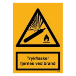 Trykflasker fjernes ved brand skilte