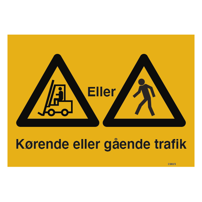 Gående eller kørende Truck trafik. Advarselsskilt