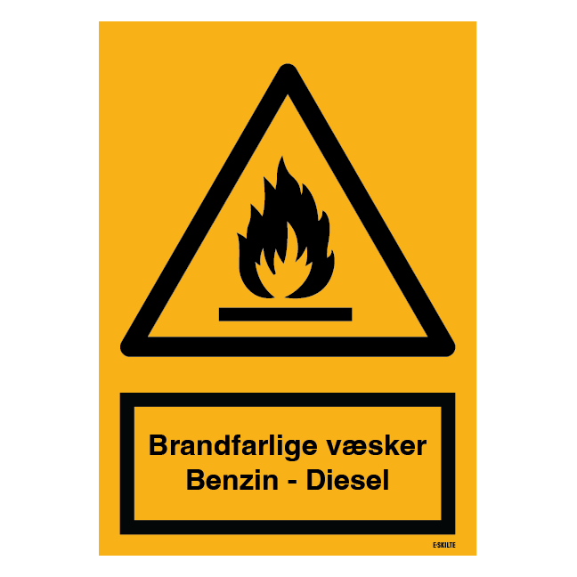 Brandfarlige væsker Benzin - Diesel skilt