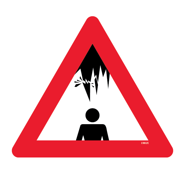 Fare for is nedfald. Advarselsskilt