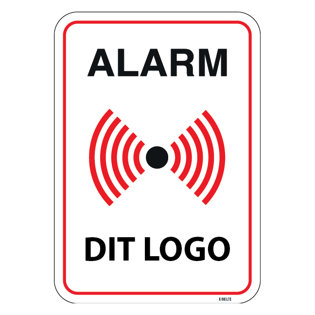 Alarm skilt med eget logo eller tekst